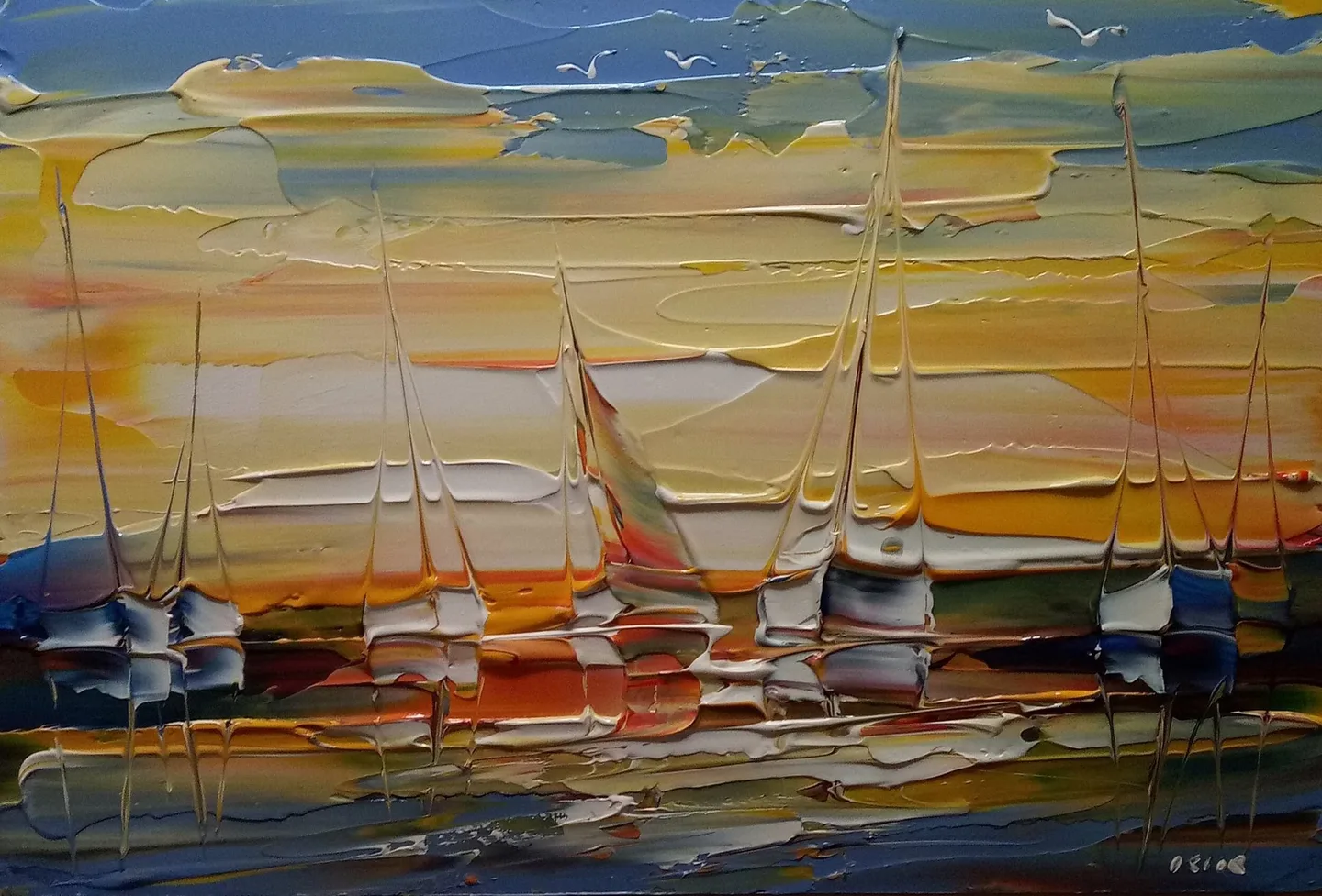 Original painting Janusz Kik (1956) - Une Baie Tranquille