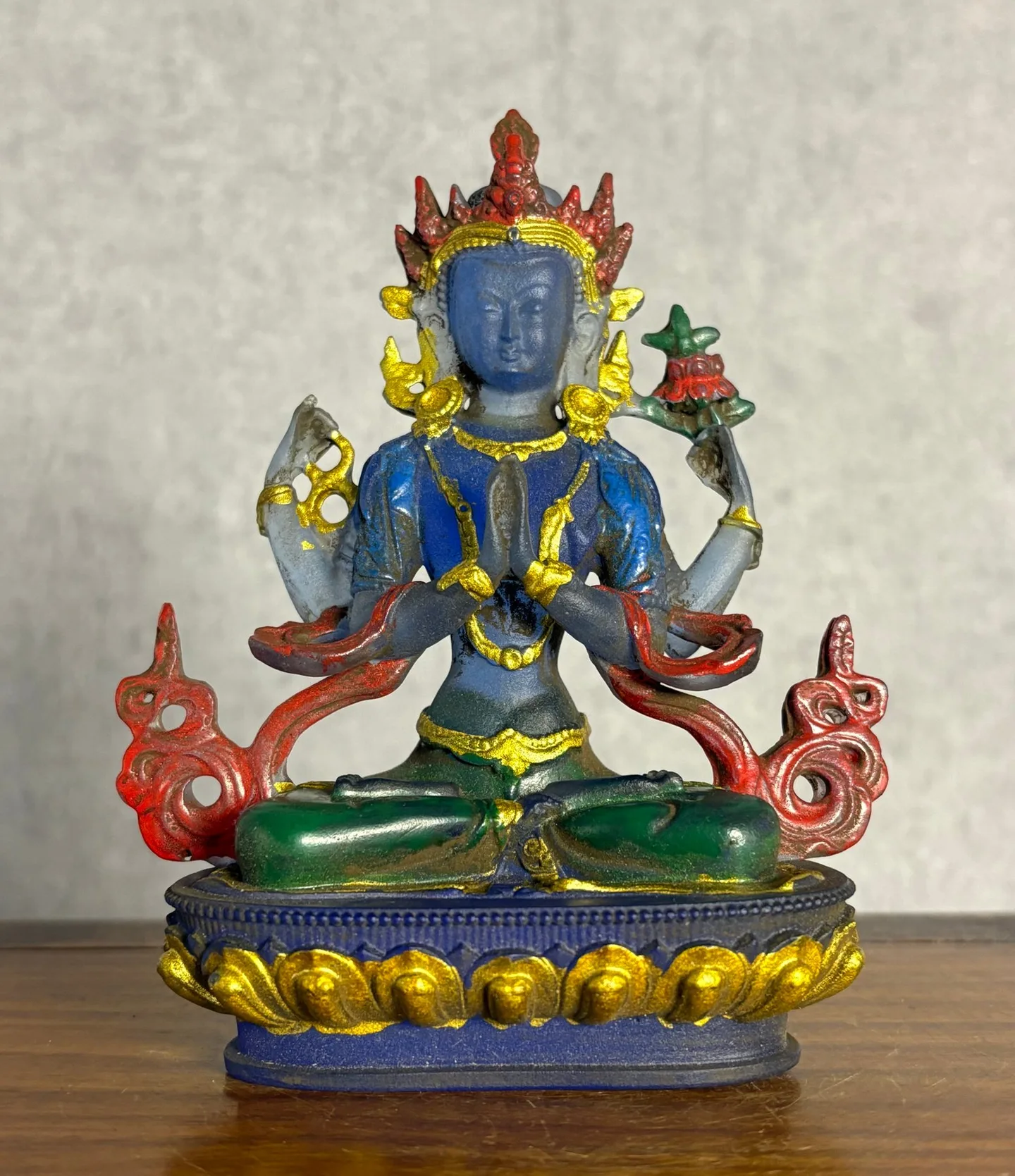 Antique statue Chenrezig in painted skla
